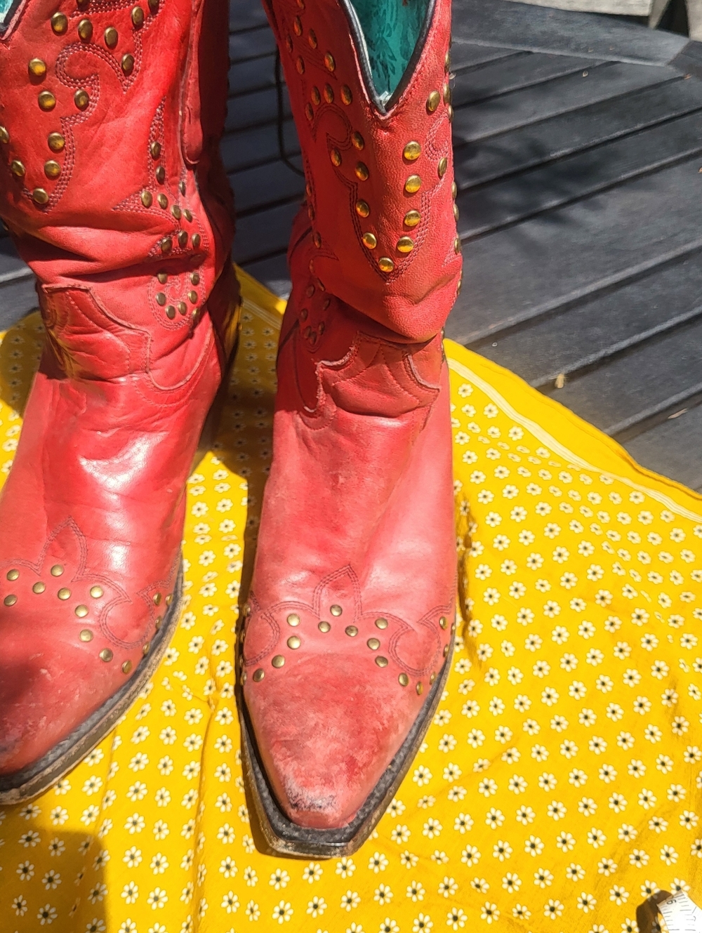 Corral Red Snip Toe Cowgirl Boots, Size 9 - Picture 6 of 16